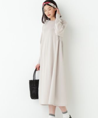 ◆《ウォッシャブル》布帛コンビ綿ナイロンニットワンピース