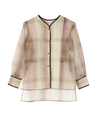 ◆オンブレチェックプリントブラウス