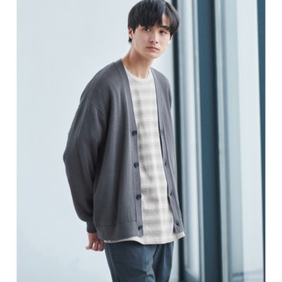 UNITED ARROWS green label relaxing：MEN’S コットン/アクリル メッシュ Vネック カーディガン