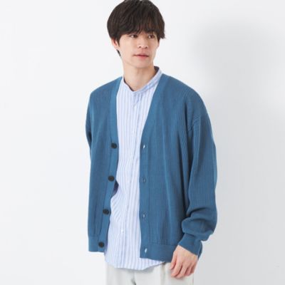 UNITED ARROWS green label relaxing：MEN’S コットン/アクリル メッシュ Vネック カーディガン