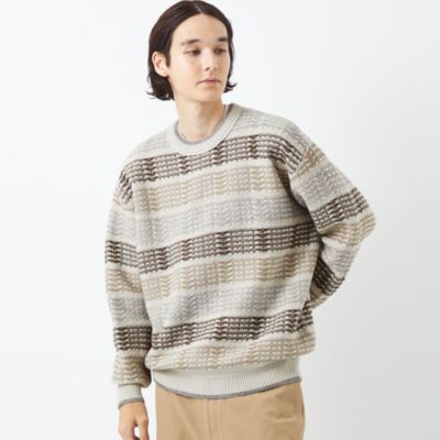 UNITED ARROWS green label relaxing：MEN’S Morley ブロック ジャカード クルーネック ニット