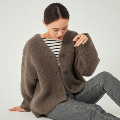 UNITED ARROWS green label relaxing ブークレ ダブルフェイス カーディガン