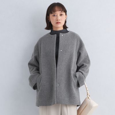 UNITED ARROWS green label relaxing(ユナイテッドアローズ グリーンレーベル リラクシング)のSENTDALE  WOOL セントデールウール ノーカラー ミドル コート通販 | 集英社HAPPY PLUS STORE