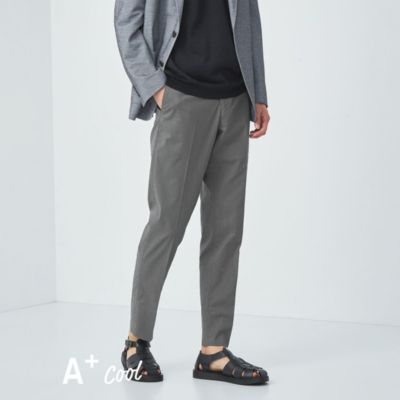 UNITED ARROWS green label relaxing：MEN’S A+ COOL ハウンドトゥース スリム スラックス  -ストレッチ・接触冷感・クリースキープ-