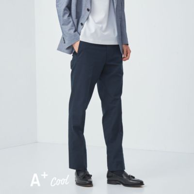 UNITED ARROWS green label relaxing：MEN’S A+ COOL シャーク スリム ノープリーツ スラックス  -ストレッチ・接触冷感・クリースキープ-