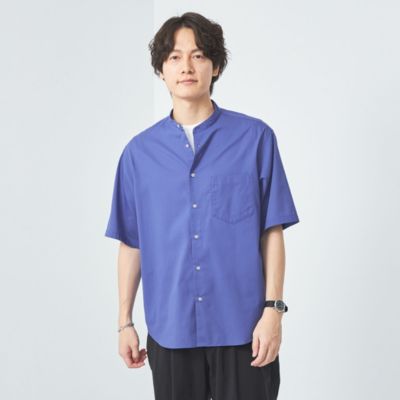 UNITED ARROWS green label relaxing：MEN'S(ユナイテッドアローズ グリーンレーベル リラクシング)のコットンシルクボイル  ジャストルーズ バンドカラー シャツ通販 | 集英社HAPPY PLUS STORE