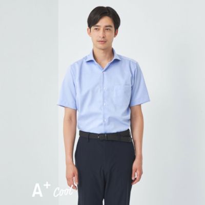 UNITED ARROWS green label relaxing：MEN’S A+ COOL オックス スタンダード カッタウェイ ドレスシャツ  -イージーアイロン・接触冷感-