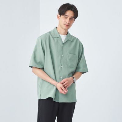 UNITED ARROWS green label relaxing：MEN'S(ユナイテッドアローズ グリーンレーベル リラクシング)のヘザー  ピンヘッド ジャストルーズ オープンカラー 半袖 シャツ -ストレッチ・防シワ-通販 | 集英社HAPPY PLUS STORE