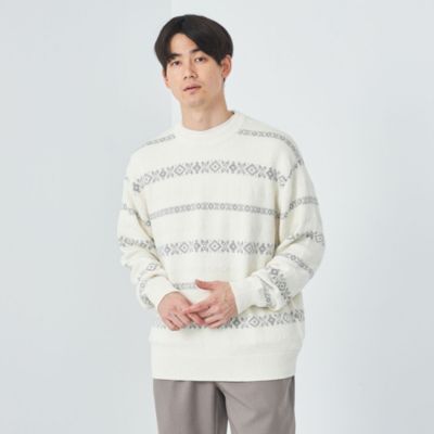 UNITED ARROWS green label relaxing：MEN'S(ユナイテッドアローズ グリーンレーベル リラクシング)のフェアアイル  ジャカード クルーネック ニット -ハンドウォッシャブル-通販 | 集英社HAPPY PLUS STORE