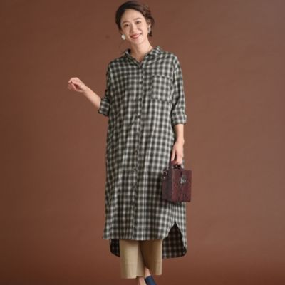 Socolla ソコラ の Socolla チェックロングシャツワンピース通販 Leeマルシェ
