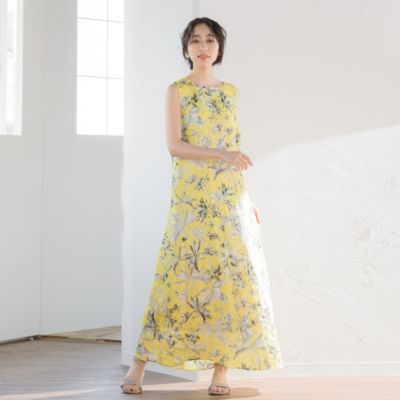 Droite Lautreamont ドローワット ロートレアモン のリネントロピカルリーフワンピース通販 集英社happy Plus Store