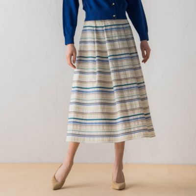 ViaggioBlu 【大きいサイズ】マルチボーダー刺繍スカート